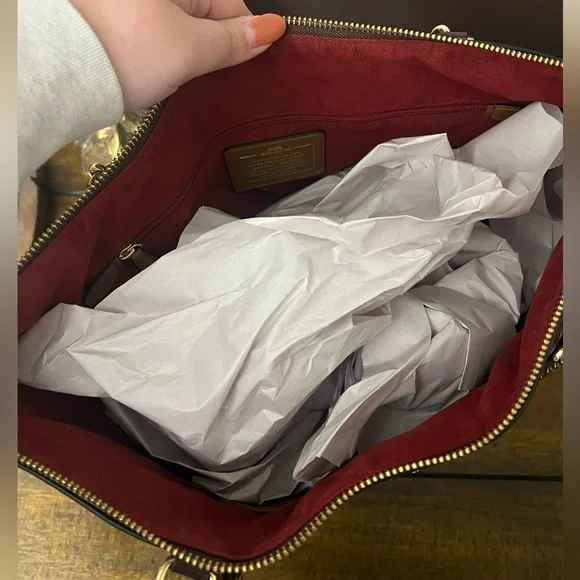 Coach Ava Chain Patent Pebbled Leather Purse Tote - Picture 12 of 14